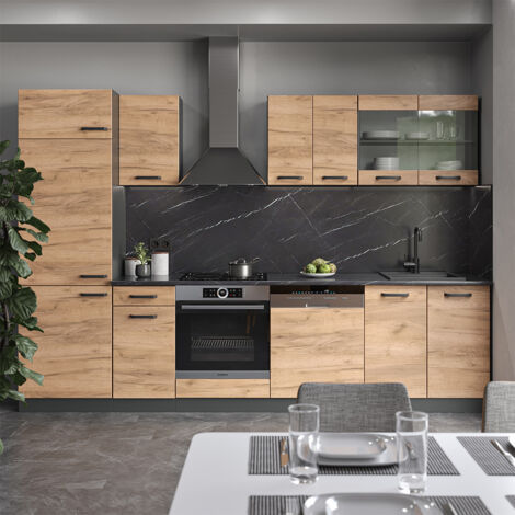 Cuisine Intégrée Vicco R-LINE 300 Cm - Bordeaux/Anthracite, Neuve