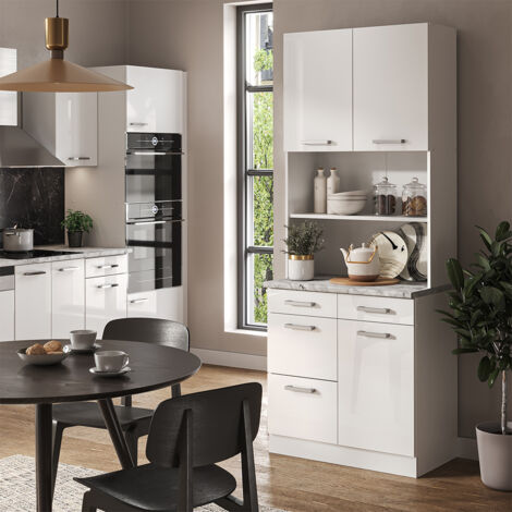 Bloc cuisine R-Line, Blanc Haute brillance, 80cm , PT Marbre, Vicco (1/5)