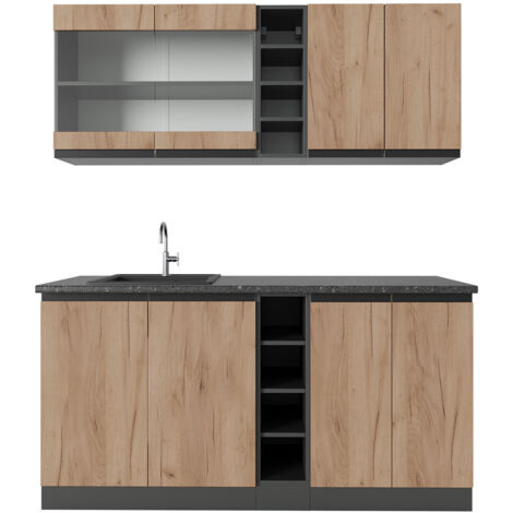 Cuisine R-Line, Chêne doré/anthracite, 160 cm , PT Anthracite, Vicco