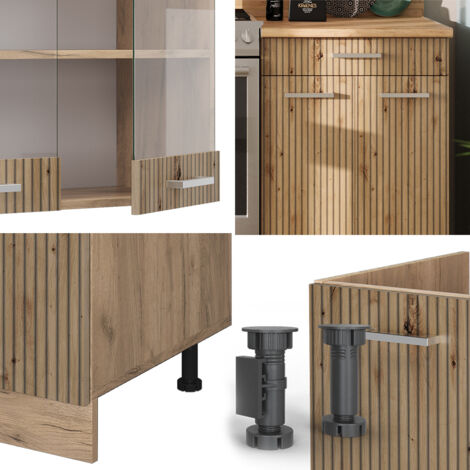 Vicco Cuisine R-Line, Artisan chêne/blanc, 350cm avec