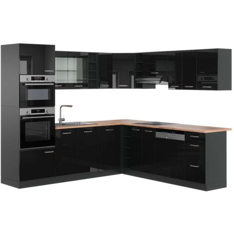 Cuisine D'Angle R-Line Vicco - Design Modulaire En Chêne Doré Et Anthracite - 227 X 287 Cm