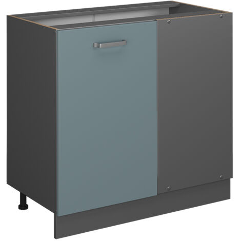 Meuble d'angle R-Line, Bleu-gris, 86 cm sans plan de travail, Vicco