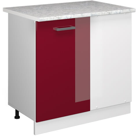 Meuble d'angle R-Line, Rouge brillant, 86cm , PT Marbre, Vicco