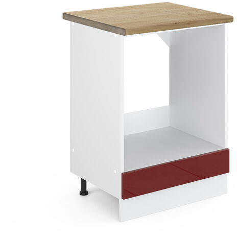 Meuble pour four R-Line, Rouge brillant, 60cm , PT Chêne, Vicco