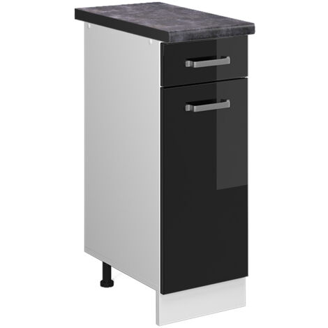 Meuble cuisine R-Line, Noir Haute brillance, 30 cm , PT Anthracite, Vicco (1/5)