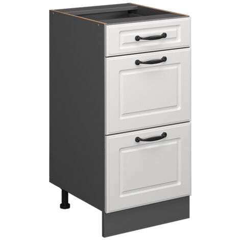 Meuble cuisine R-Line, Blanc campagne, 40 cm avec tiroirs, sans plan de travail, Vicco