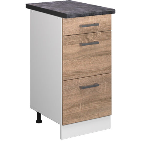 Meuble cuisine R-Line, Sonoma, 40 cm avec tiroirs, PT Anthracite, Vicco