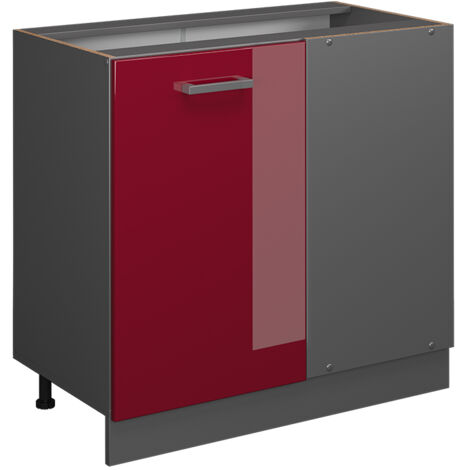 Meuble d'angle R-Line, Rouge brillant, 86cm sans PT, Vicco