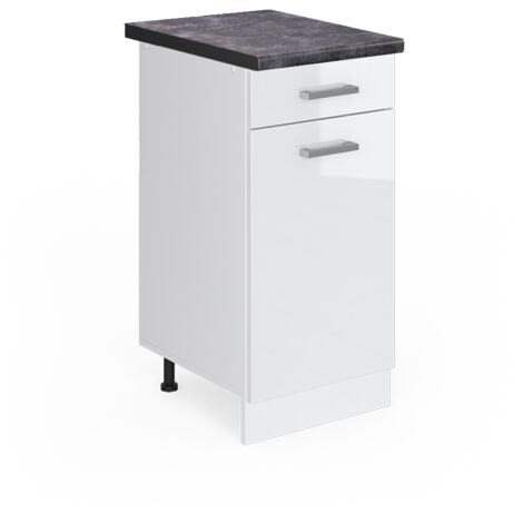 Meuble cuisine R-Line, Blanc Haute brillance, 40 cm , PT Anthracite, Vicco