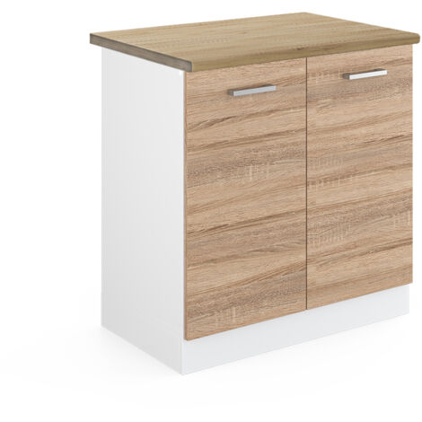 Meuble bas sous-évier R-Line, Sonoma, 80 cm , PT Chêne, Vicco