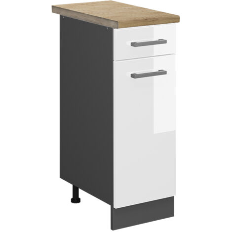 Meuble cuisine R-Line, Blanc Haute brillance, 30 cm , PT Chêne, Vicco