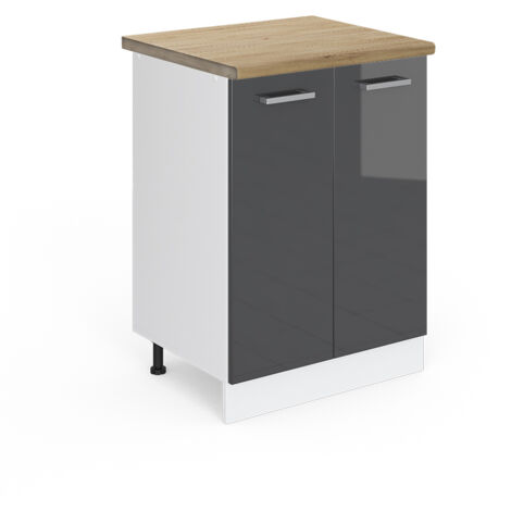 Meuble bas de cuisine R-Line, Anthracite Haute brillance, 60 cm , PT Chêne, Vicco
