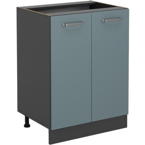 Meuble bas de cuisine R-Line, Bleu-gris, 60 cm sans plan de travail, Vicco