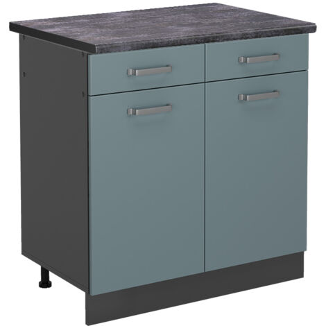 Meuble cuisine R-Line, Bleu-gris, 80 cm , PT Anthracite, Vicco