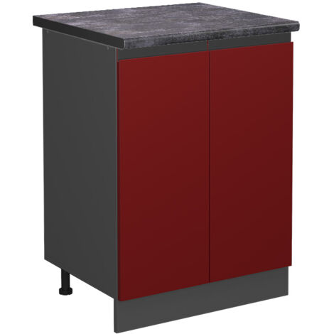 Meuble bas de cuisine R-Line, Rouge, 60 cm , PT Anthracite, Vicco