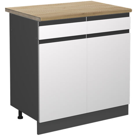 Meuble cuisine R-Line, Blanc, 80 cm , PT Chêne, Vicco