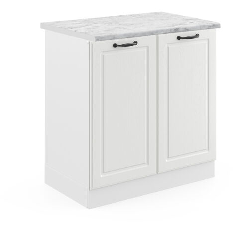 Meuble bas sous-évier R-Line, Blanc campagne, 80 cm , PT Marbre, Vicco