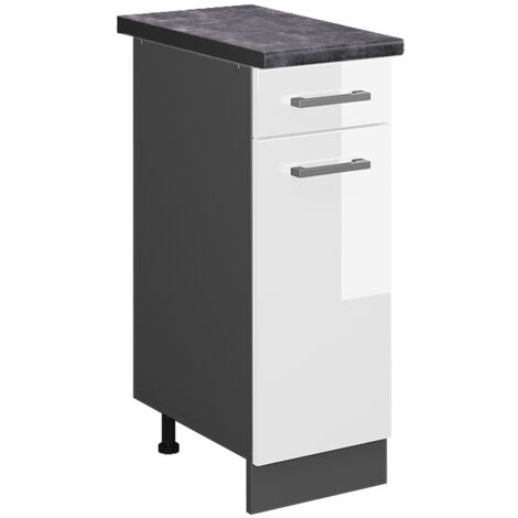 Meuble cuisine R-Line, Blanc Haute brillance, 30 cm , PT Anthracite, Vicco