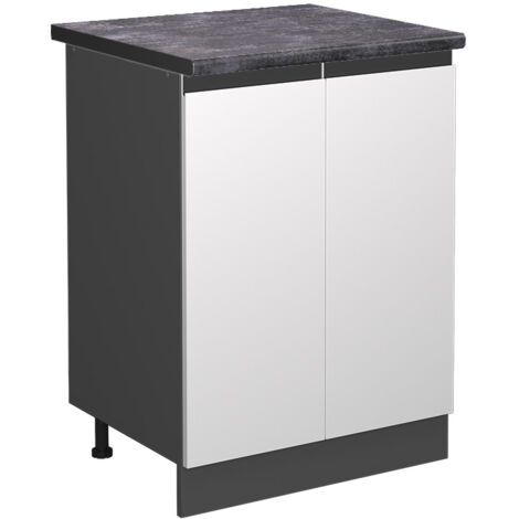 Meuble bas de cuisine R-Line, Blanc, 60 cm , PT Anthracite, Vicco