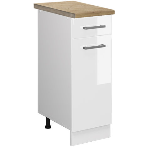 Meuble cuisine R-Line, Blanc Haute brillance, 30 cm , PT Chêne, Vicco