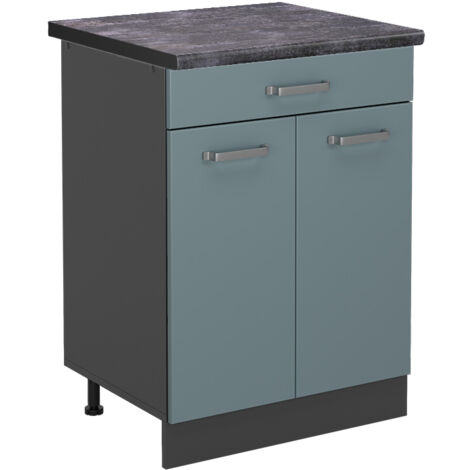Meuble cuisine R-Line, Bleu-gris, 60 cm , PT Anthracite, Vicco