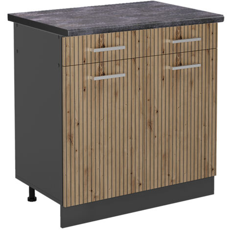 Meuble cuisine R-Line, Chêne Artisan, 80 cm , PT Anthracite, Vicco