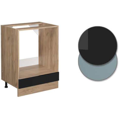 Meuble pour four R-Line, Noir Haute brillance, 60 cm , PT Chêne, Vicco