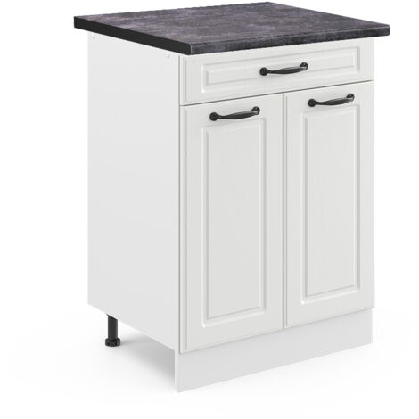 Meuble cuisine R-Line, Blanc campagne, 60 cm avec tiroir, PT Anthracite, Vicco