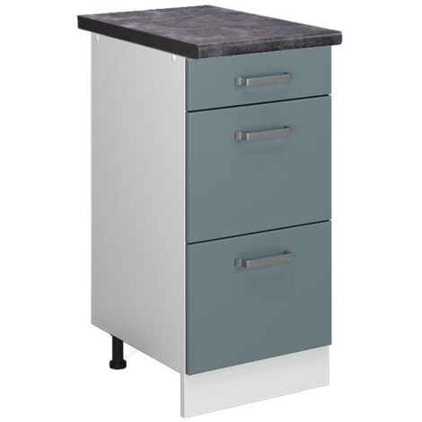 Meuble cuisine R-Line, Bleu-gris, 40 cm avec tiroirs, PT Anthracite, Vicco (1/5)