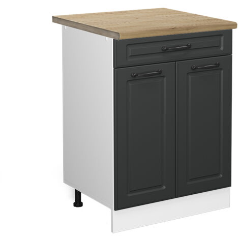 Meuble cuisine R-Line, Anthracite campagne, 60 cm avec tiroir, PT Chêne, Vicco