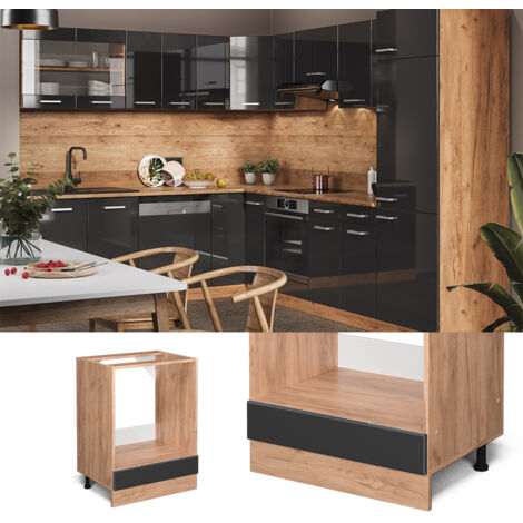 Meuble pour four R-Line, Anthracite Haute brillance, 60 cm sans plan de travail, Vicco
