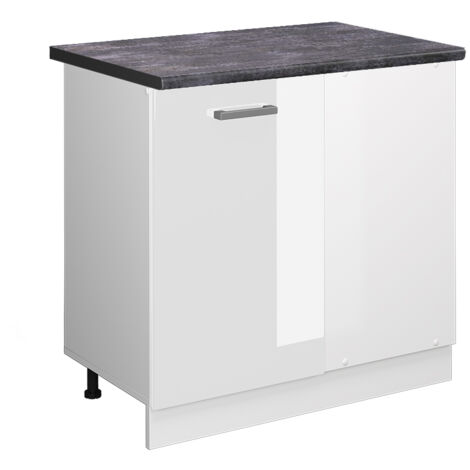 Meuble d'angle R-Line, Blanc Haute brillance, 86 cm , PT Anthracite, Vicco