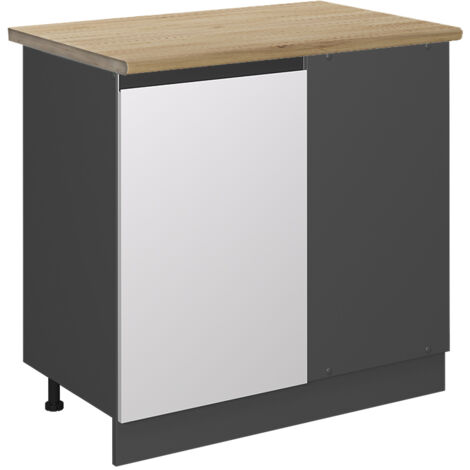 Meuble d'angle R-Line, Blanc, 86 cm , PT Chêne, Vicco