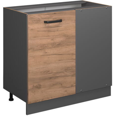 Meuble d'angle R-Line, Chêne de force doré, 86 cm sans plan de travail, Vicco