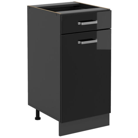 Meuble cuisine R-Line, Noir Haute brillance, 40 cm sans plan de travail, Vicco (1/5)