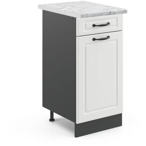 Meuble cuisine R-Line, Blanc campagne, 40 cm , PT Marbre, Vicco