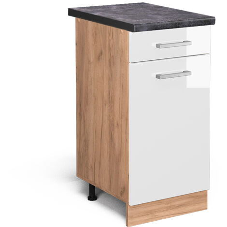 Meuble cuisine R-Line, Blanc Haute brillance, 40 cm , PT Anthracite, Vicco (1/5)