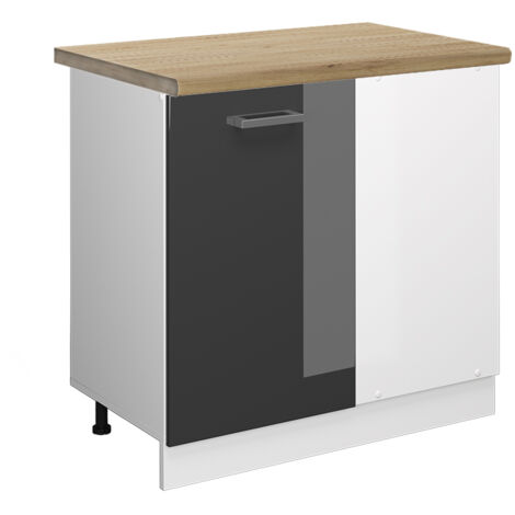 Meuble d'angle R-Line, Anthracite Haute brillance, 86 cm , PT Chêne, Vicco