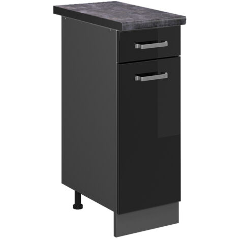 Meuble cuisine R-Line, Noir Haute brillance, 30 cm , PT Anthracite, Vicco