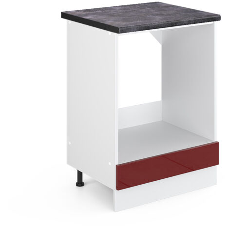 Meuble pour four R-Line, Rouge brillant, 60cm , PT Anthracite, Vicco