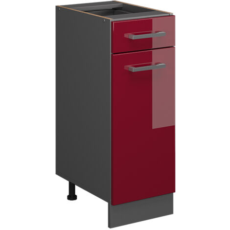 Meuble cuisine R-Line, Rouge brillant, 30cm sans PT, Vicco