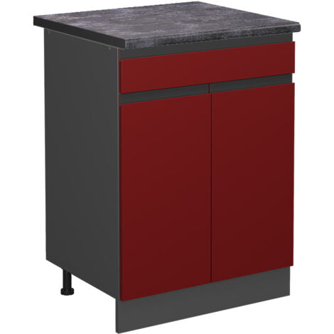 Meuble bas de cuisine R-Line, Rouge, 60 cm , AP Anthracite, Vicco
