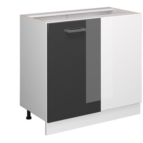 Meuble d'angle R-Line, Anthracite Haute brillance, 86 cm sans plan de travail, Vicco