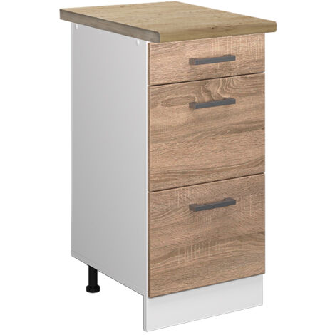 Meuble cuisine R-Line, Sonoma, 40 cm avec tiroirs, PT Chêne, Vicco