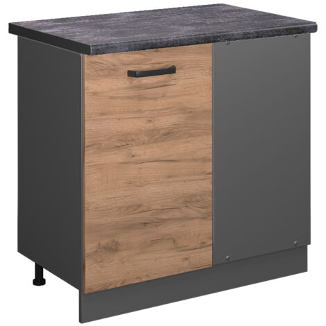 Meuble d'angle R-Line, Chêne de force doré, 86 cm , PT Anthracite, Vicco