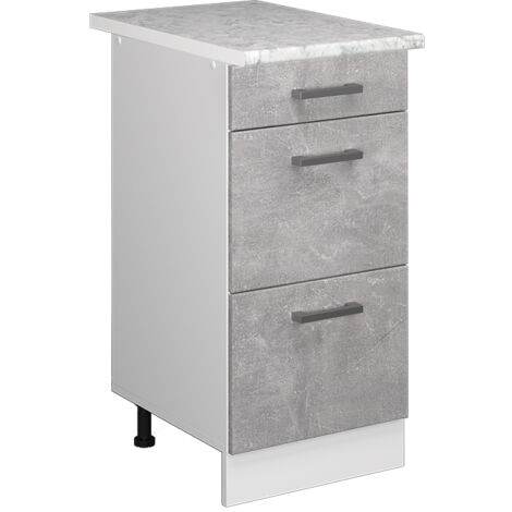 Meuble cuisine R-Line, Béton, 40 cm avec tiroirs, PT Marbre, Vicco