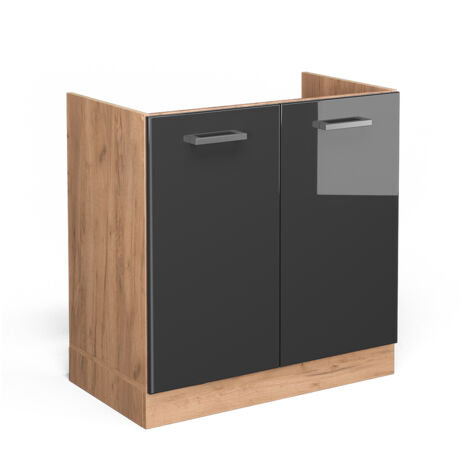 Meuble bas sous-évier R-Line, Anthracite Haute brillance, 80 cm sans plan de travail, Vicco (1/5)