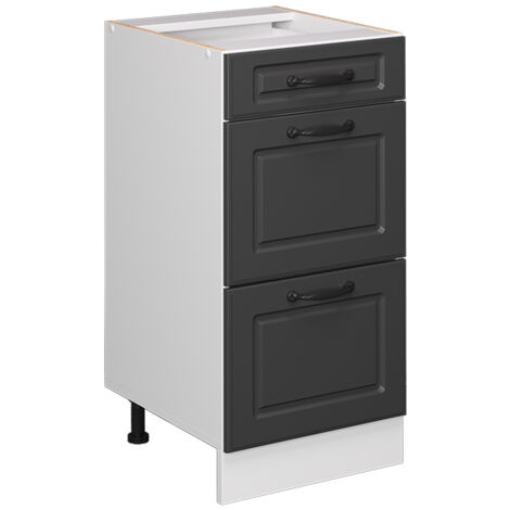 Meuble cuisine R-Line, Anthracite campagne, 40 cm avec tiroirs, sans plan de travail, Vicco
