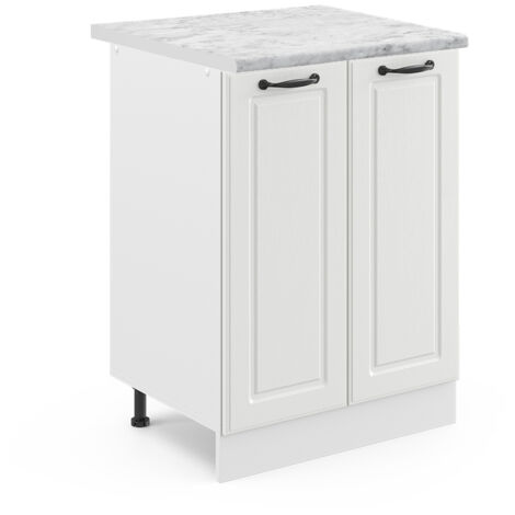 Meuble bas de cuisine R-Line, Blanc campagne, 60 cm , PT Marbre, Vicco
