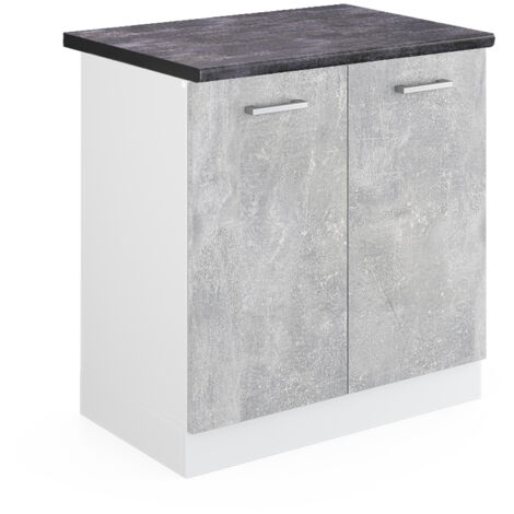 Meuble bas sous-évier R-Line, Béton, 80 cm , PT Anthracite, Vicco